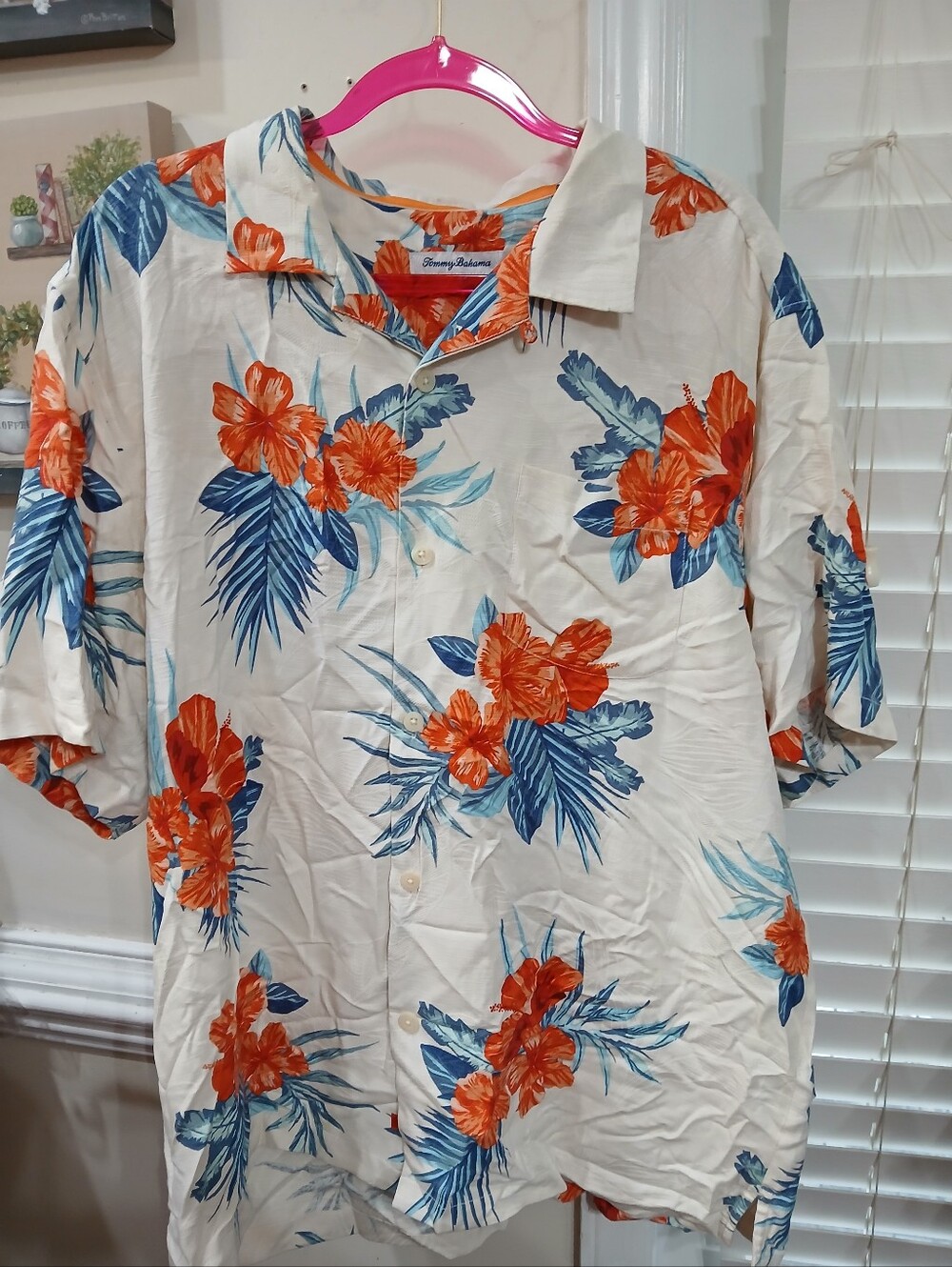 Tommy Bahama Tropical Floral Hawaiian Button-Up Shirt White